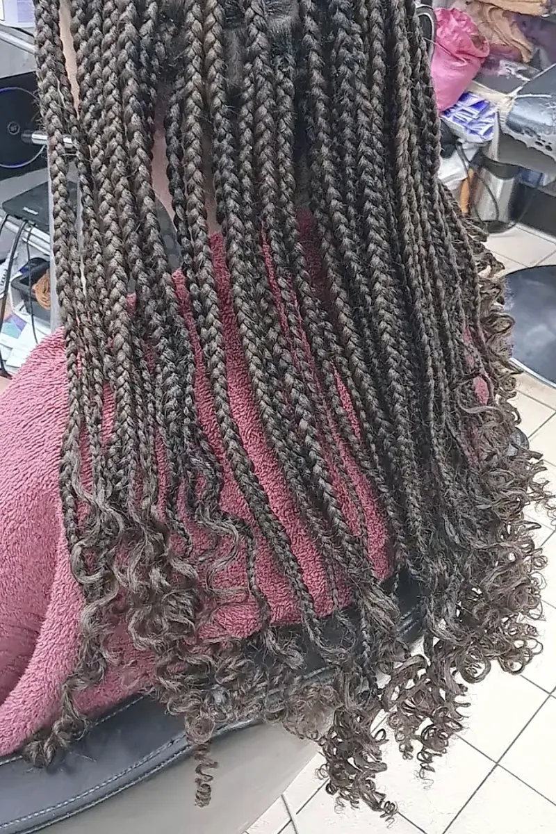 Brown boho braids with curly ends